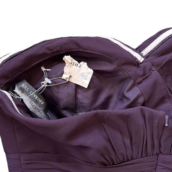 🐿️ Bill Levkoff Eggplant Color Strapless Cocktail Dress Size 12 - Picture 5 of 9